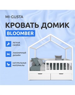 Детская кровать Bloomber 189x69x89 из массива берёзы белая без ящиков Mi-gusta