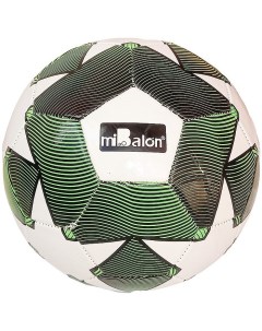 Мяч футбольный 5 3 слоя PVC 1 6 280 гр зеленый белый Mibalon