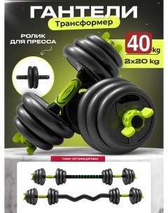 Гантели разборные набор 2 гантели по 20 кг зеленые Fitnesslive