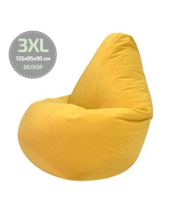 Кресло мешок Велюр Желтый 3XL 135x90 Папа пуф