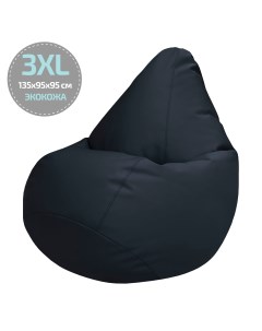Кресло мешок Экокожа Черный 3XL 135x90 Папа пуф