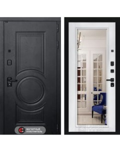 Входная дверь GRAND 960x2050 левая с панелью зеркало фацет белый софт Labirint