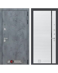 Входная дверь BETON 880х2050 левая с панелью 22 белый софт черная вставка Labirint