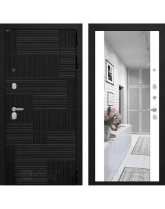 Входная дверь для квартиры PAZL 960х2050 правая черный лофт зеркало белый софт Labirint