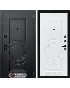 Входная дверь GRAND 880x2050 правая с панелью 23 белый софт черненый дуб Labirint