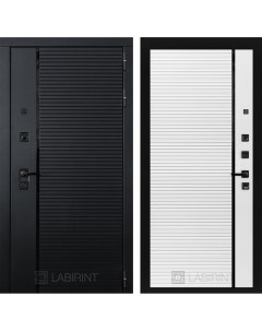 Входная дверь PIANO 880x2050 левая с панелью 22 цвет белый софт черная вставка Labirint