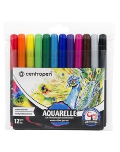 Акварельные маркеры Aquarelle кистевые 12 цветов 10 уп Centropen