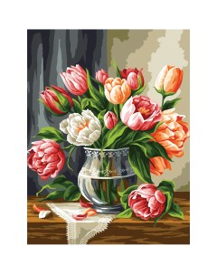 Картина по номерам Букет тюльпанов 40х50 см Три совы