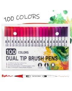 Маркеры художественные Dual Tip Pens двухсторонние кисть и линер 100 цветов 00375 Brush