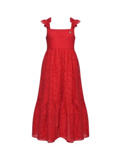Платье с шитьем красное Monnalisa