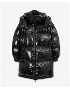 Пальто оверсайз зимнее с капюшоном черное Glvr
