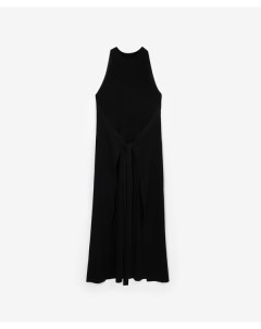 Платье вязаное полуприлегающего силуэта макси черное Glvr