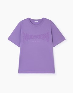 Фиолетовая футболка oversize с принтом Gloria jeans