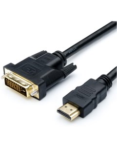 Кабель HDMI DVI AT3808 1 8м 24 pin 2 феррита черный пакет Atcom