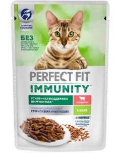 Immunity пауч для поддержания иммунитета кошек желе Говядина 75 г Perfect fit
