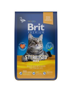 Premium Cat Sterilised для стерилизованных кошек и кастрированных котов Утка 8 кг Brit*