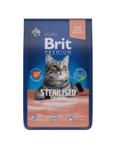 Premium Cat Sterilised для стерилизованных кошек и кастрированных котов Лосось 8 кг Brit*