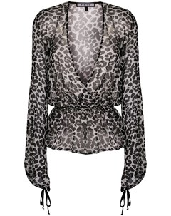 Fisico полупрозрачная блузка с леопардовым принтом l черный Fisico