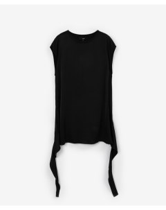 Блузка трапециевидной формы с длинными ниспадающими лентами черная Glvr