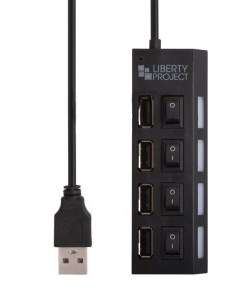 Хаб USB 4xUSB 2 0 Black 0L 00047781 Liberty project