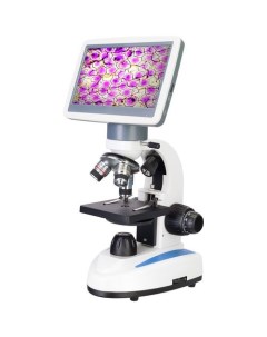 Микроскоп D85L LCD световой оптический биологический цифровой 40 1600x на 3 объектива белый Levenhuk