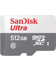 Карта памяти microSDXC UHS I U1 Ultra 512 ГБ 100 МБ с Class 10 SDSQUNR 512G GN3MN 1 шт без адаптера Sandisk