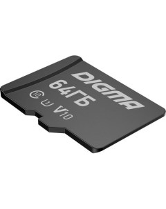 Карта памяти microSDXC UHS I U1 64 ГБ 70 МБ с Class 10 CARD10 1 шт переходник SD Digma