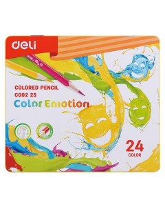 Карандаши Color Emotion EC00225 EC00225 трехгранный липа 24 цв коробка металлическая 24шт Deli