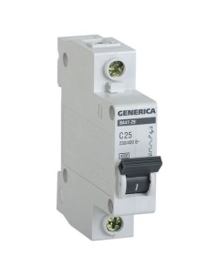 Выключатель автоматический Generica MVA25 1 025 C 25A тип C 4 5kA 1П 230 400В 1мод серый упак Iek
