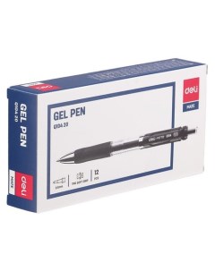 Ручка гелев Mate EQ10420 авт корп прозрачный d 0 5мм чернила черн сменный стержень резин ма 12 шт ко Deli
