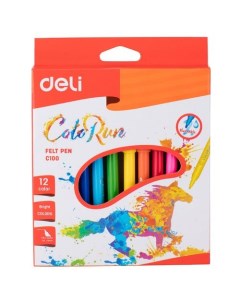 Фломастеры ColoRun EC10000 12 цв коробка с европодвесом 24 шт кор Deli