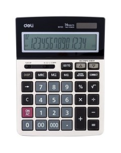 Калькулятор E1672C 14 разрядный серебристый Deli