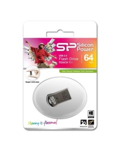 Флешка USB Touch T01 64ГБ USB2 0 черный и серебристый Silicon power