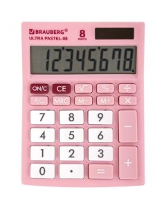Калькулятор Ultra Pastel 08 Pk 8 разрядный розовый Brauberg