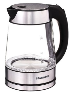 Чайник SKG3311 1 8л 2200Вт закрытая спираль пластик стекло черный серебристый Starwind
