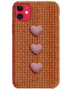 Тканевый чехол с сердечками для iPhone 11 Оранжевый Bruno