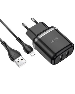 Зарядное устройство N4 5v 2 4A 2 USB порта с кабелем USB Lightning Hoco