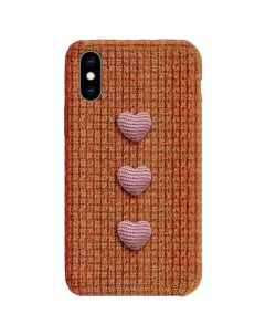 Тканевый чехол с сердечками для iPhone X XS Оранжевый Bruno