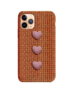 Тканевый чехол с сердечками для iPhone 11 Pro Оранжевый Bruno