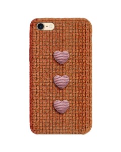 Тканевый чехол с сердечками для iPhone 7 Оранжевый Bruno