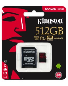 Карта памяти Micro SDXC Canvas React 512GB Kingston