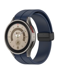 Силиконовый ремешок для Galaxy Watch 4 5 6 L черная застежка темно синий Samsung