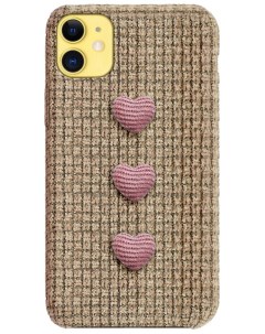 Пластиковый чехол с сердечками для iPhone 11 Бежевый Bruno