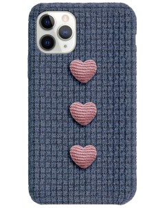 Тканевый чехол с сердечками для iPhone 11 Синий Bruno