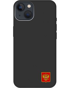 Силиконовый чехол на Apple iPhone 14 с Гербом России Soft Touch черный Gosso cases