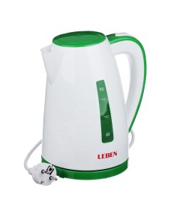 Чайник электрический 291 067 1 7 л белый зеленый Leben