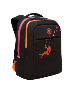 Рюкзак RD 344 2 молодежный на каждый день вместительный черный оранжевый Grizzly