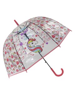 Зонт трость Единорог Keep Calm and be Unicorn прозрачный купол розовый Михимихи