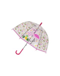 Зонт трость Фламинго прозрачный купол розовый Mihi mihi