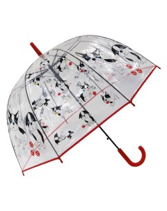Зонт трость Puppies прозрачный купол красный Михимихи